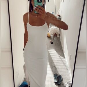 Princess Polly White Ribbed Midi Slip Dress